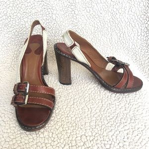Chloé LEATHER CANVAS SLINGBACK SANDALS size 7.5